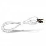 Wholesale Auxiliary Music Cable 3.5mm to 3.5mm Wire Cable with Metallic Head (Silver - Silver)